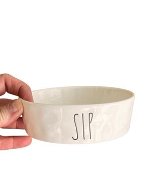 Rae Dunn “SIP” Pet Bowl Cream Ceramic Dog Cat Dish Artisan Collection